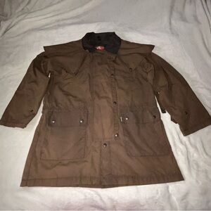 VTG Kakadu Traders Australia Oilskin Waxed 100% Cotton Jacket Men's Medium Brown